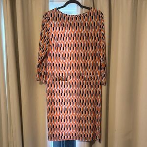 Jude Connally Orange and Black Patterned Dress